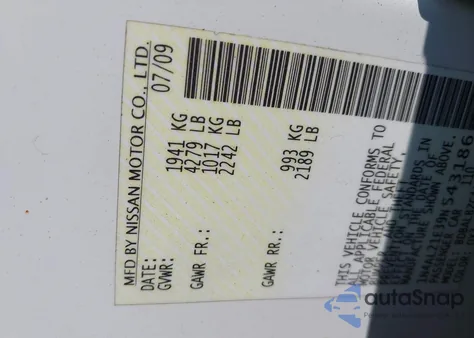 2009 Nissan Altima 2.5 S from USA, damaged, VIN 1N4AL21E39N543186